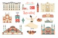 Istanbul City colorful vector collection. Istanbul building and landmarks